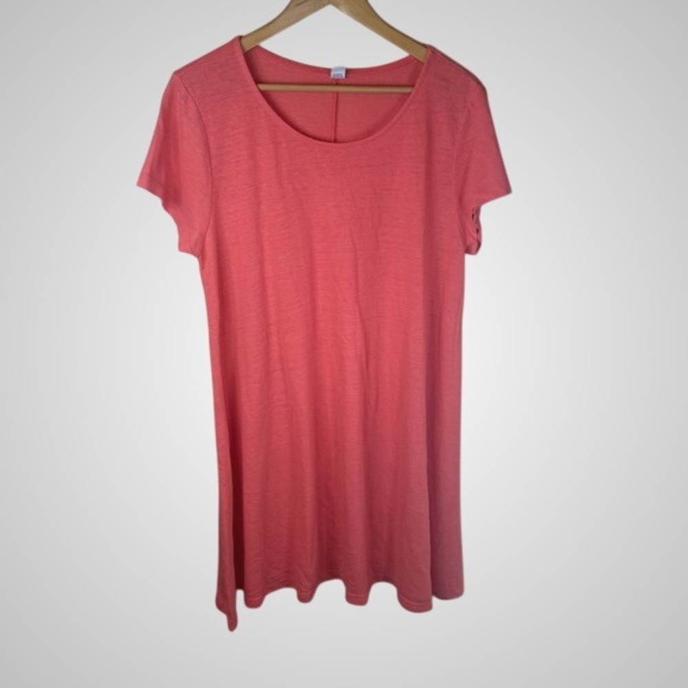 Old Navy XL‎ Linen Coral Pink Knit Short Sleeve T-Shirt Dress Womens Travel Work